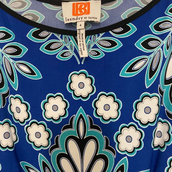 Laundry By Design dress 3/4 length bell sleeves mod style shades of blue - Picture 4 of 7